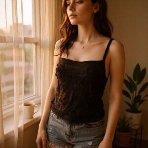 ZARA 》🖤 2 for $25 Sheer Floral Applique Cami